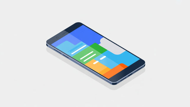 A mobile phone with a blue screen presents a striking and modern visual appeal, combining sleek hardware design with a calm, luminous display.