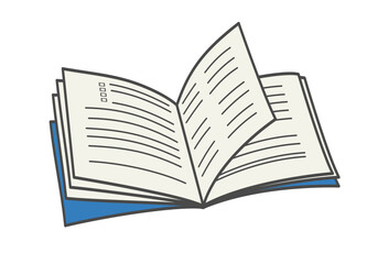 Open notebook with written notes on pages.