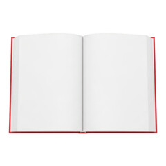 Open book with blank pages on a white background isolated on transparent background