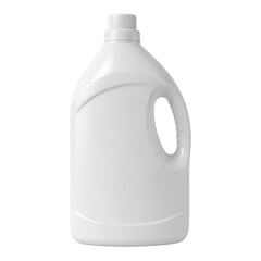 A large, empty, white plastic jug with a handle and a narrow opening isolated on transparent background