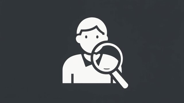 White Silhouette of a Person Being Examined with a Magnifying Glass on a Dark Gray Background examination
