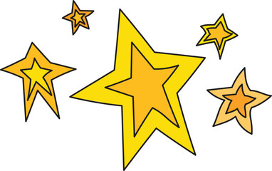 Obraz premium A collection of brightly colored yellow stars with overlapping outlines are displayed against a plain white background high quality professional detailed