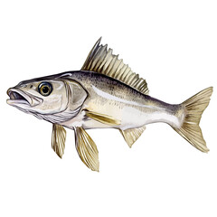 Fototapeta premium Haddock, watercolor illustration vector, isolated on a white background.