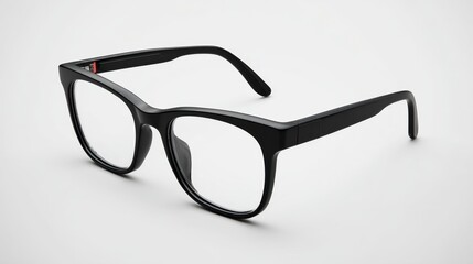 Sleek black classic frame eyeglasses on white background for vision correction
