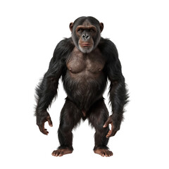 Fototapeta premium Chimpanzee Standing Upright on a White Background in a Studio Setting