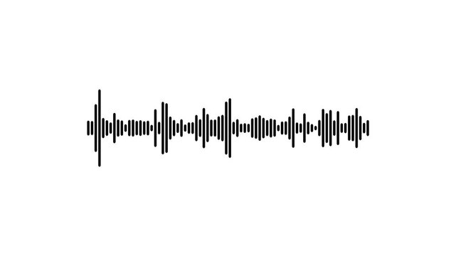 Minimalist black line audio wave visualization and voice record rhythm isolated on white background, elegant sound wave pulse for podcast, music editing, and digital frequency waveform design.