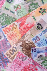 Obraz premium Hong Kong paper money, cash currency for exchange and financial transactions. Hong Kong money
