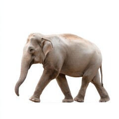 Obraz premium Asian elephant walking on white background