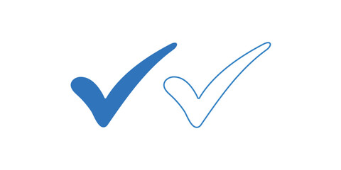 Blue Check Mark Icons Collection – Modern Tick Symbol UI Set with Shadow © Sufia