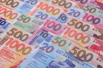 Obraz premium Hong Kong paper money, cash currency for exchange and financial transactions. Hong Kong money