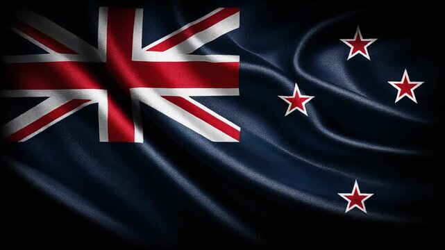 A flag design featuring the Union Jack in the corner and stars on a wavy blue fabric