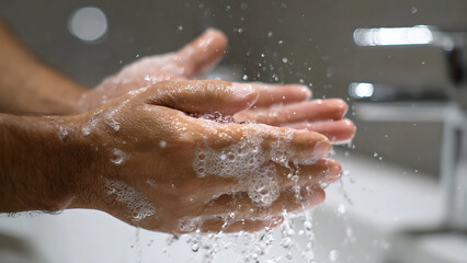 Fototapeta premium Washing Hands with Soap and Water.