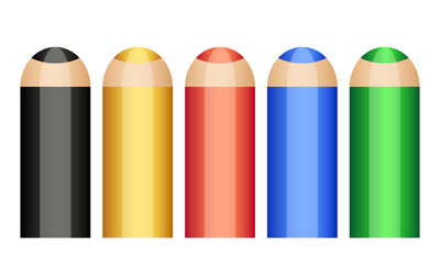 Pencils set. Multicolored cartoon pencils on a white background. Vector clipart.