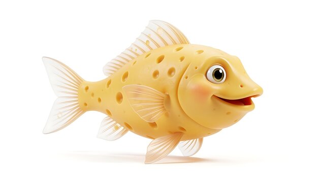a fish made entirely from a slice of Swiss cheese, created with generative ai