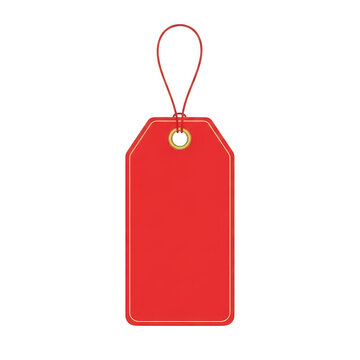 A vibrant red tag with a string attached, ready for labeling purposes. isolated on transparent background