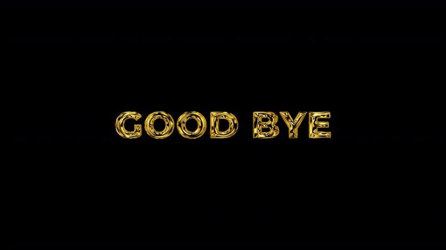 good bye golden text animation with a transparent background. motion text 4k video with alpha channel