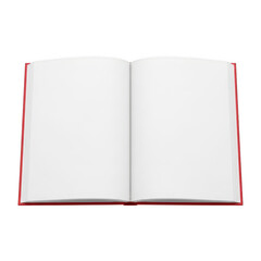An open book with red edges on the pages, ready for reading. isolated on transparent background