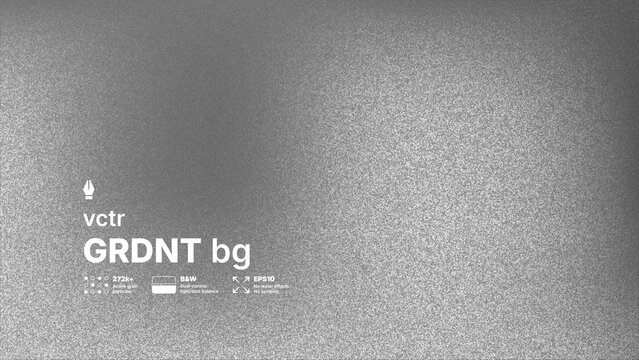 Abstract black and white vector background with high detailed noise texture and blurred gradient effect. Modern grayscale silver grainy overlay for industrial or brutalist design concepts.