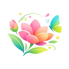 Fototapeta premium PNG Colorful floral butterfly illustration