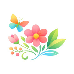 Fototapeta premium PNG Colorful floral butterfly illustration