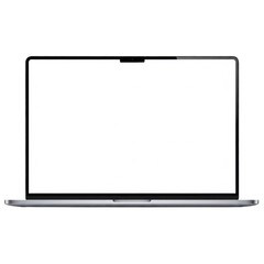 A sleek and modern silver laptop with a black screen and a black keyboard. isolated on transparent background