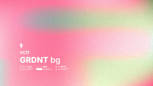 Grainy gradient vector background in pink and green. The soft blurred colors and retro texture with copy space are ideal for posters, packaging, and branding.