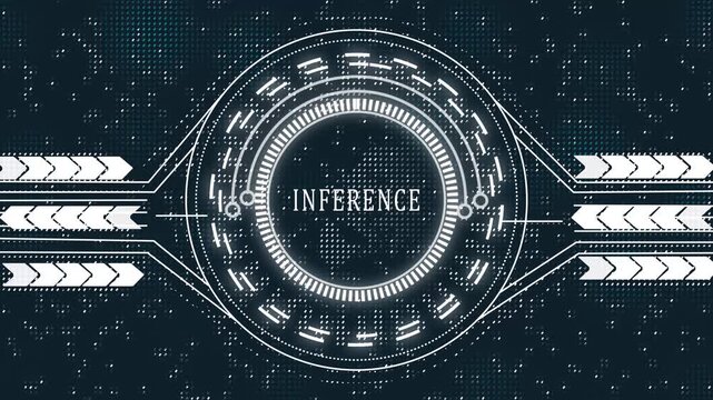 Digital concept of inference with glowing icons and data visualization on a teal background artificial intelligence