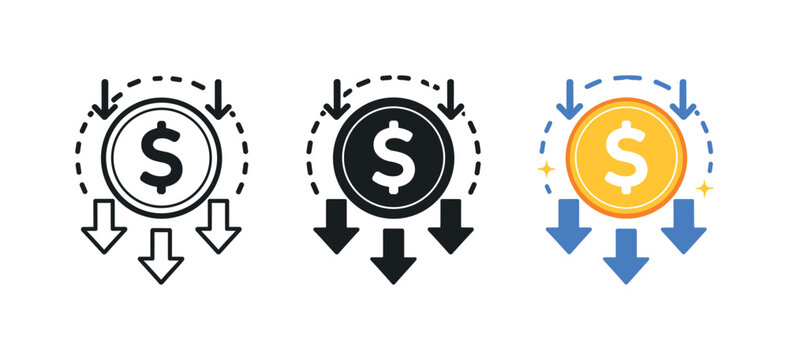 Falling price pressure illustrated by a simplified monetary emblem expressing reduced circulation and cautious movement within a