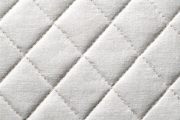 Obraz premium A close up textured view of light colored quilted fabric with diamond stitching