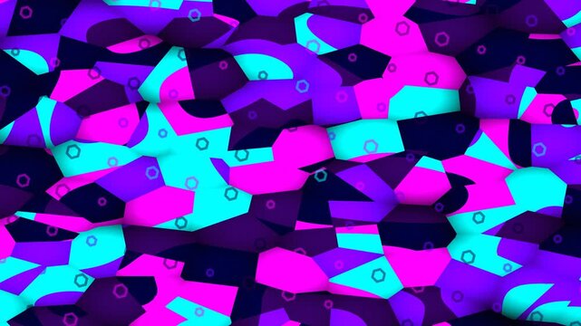 Vibrant Cyan Magenta Purple Voronoi Cell Pattern Animation Loop