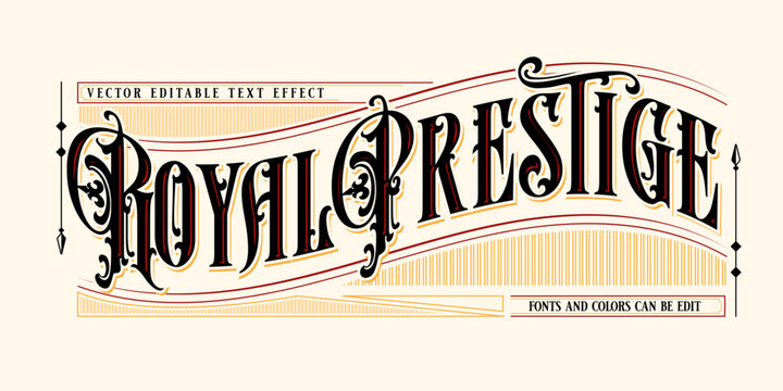 Prestige text effect, Vintage editable text style