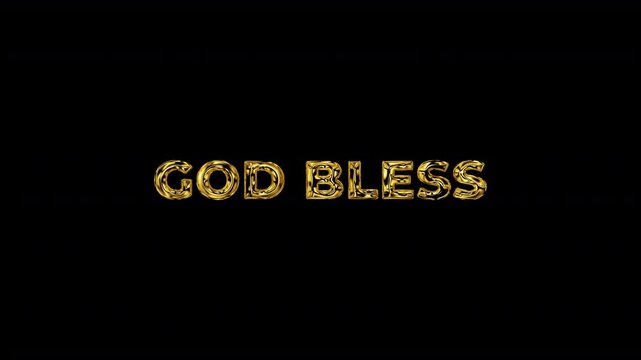 God bless golden text animation with a transparent background. motion text 4k video with alpha channel