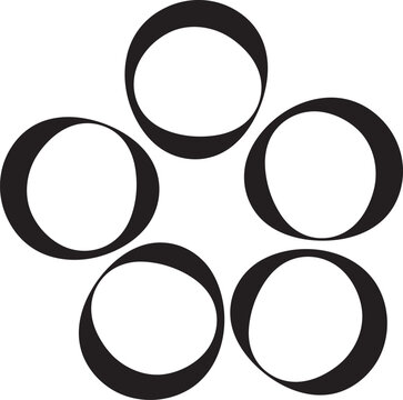 Interlocking circles forming a symmetrical geometric pattern with bold black outlines Vector illustration.