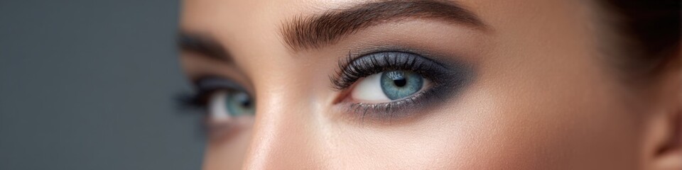 Obraz premium Close-up of female with blue eyes and smoky eye makeup
