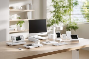 Fototapeta premium Modern Healthcare Workspace with Intelligent Medical Devices and Technology