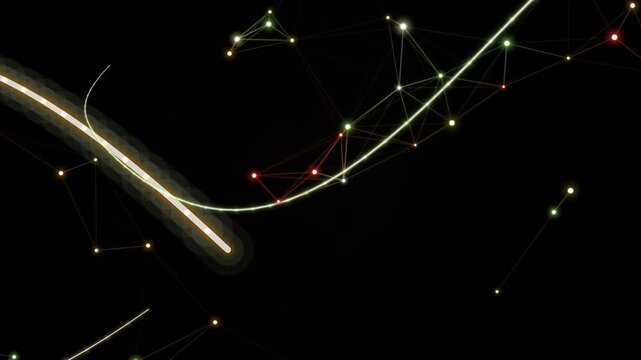 A constellation of stars connected by lines forming a curved path in the night sky, viewed from a distant perspective.