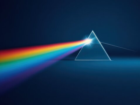 prism rainbow light isolated on a blue background