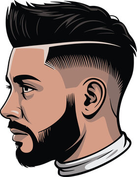 Taper low fade haircut modern barber profile portrait art