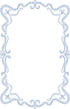 Whimsical antique baroque flourish victorian rectangle frame. Classic border element for wedding invitations, certificate design, restaurant menu. French style lace rococo boarder