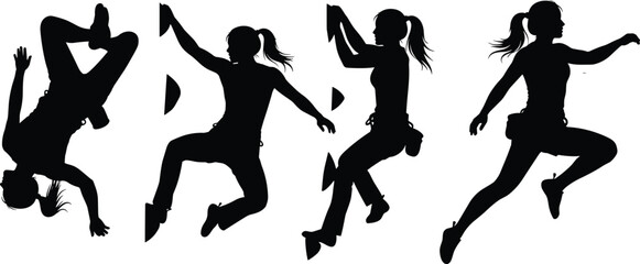 Collection of black silhouettes featuring magical unicorns, shooting stars, rainbows, rain clouds, moon, sun, isolated on white background, vector. © Safiqul