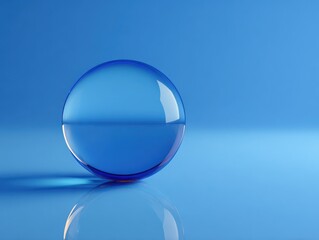illuminated glass sphere isolated on a blue background