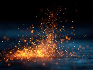fire sparks scatter isolated on a blue background