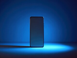 phone screen in dark isolated on a blue background