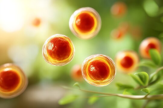 Microscopic View of Fertilization Process in Biology with Detailed Elements