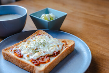 チーズトーストのクローズアップ