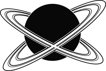 Saturn planet silhouette icon, abstract space astronomy symbol isolated on white background vector illustration design © Motakabir