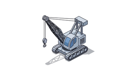 Heavy-duty crawler crane with hook and boom for construction. © Niat