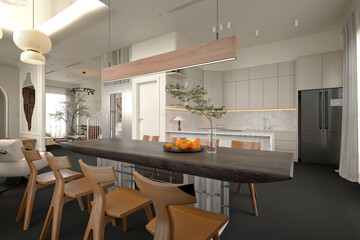3d render modern home interior, living room © murattellioglu