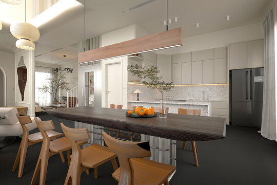 3d render modern home interior, living room