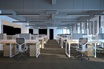 3d render modern working office interior